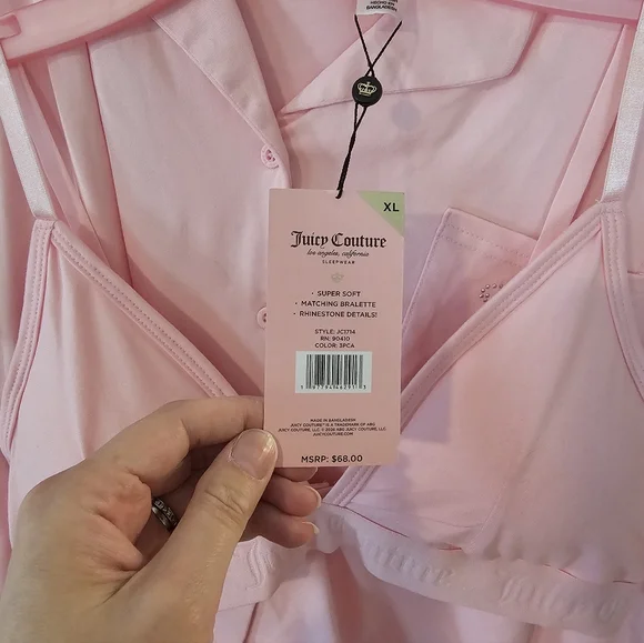 NWT Juicy Couture Light Pink Pajama Set Xl - Picture 3 of 8